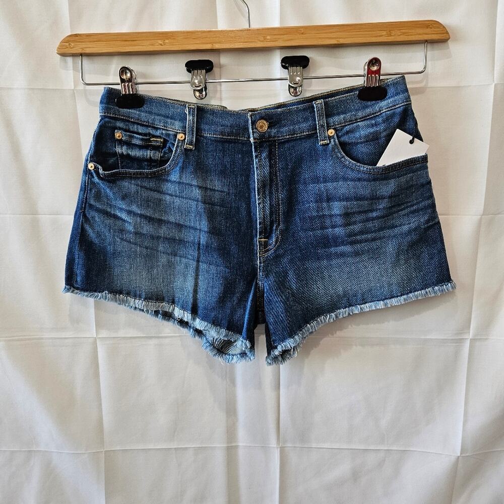7 For All Mankind Jeans Shorts Raw Hem Blue Size 32